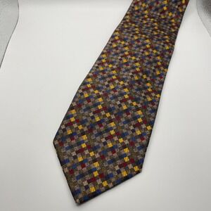 STEFANO MILANO Mens 100% Silk Geometric Pattern Necktie Hand Made in Italy
